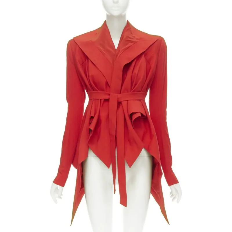Gareth Pugh Shoulder Belted Jacket Red Viscose Never worn, with tag - Front View