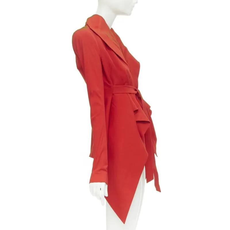 Gareth Pugh Shoulder Belted Jacket Red Viscose Never worn, with tag - Model View
