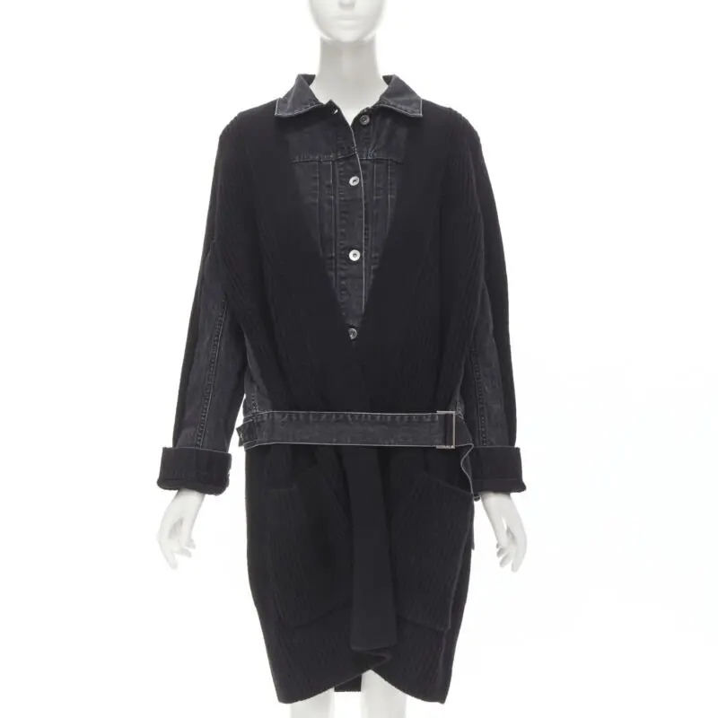 Sacai Reconstructed Denim Coat Black Never worn - Front View