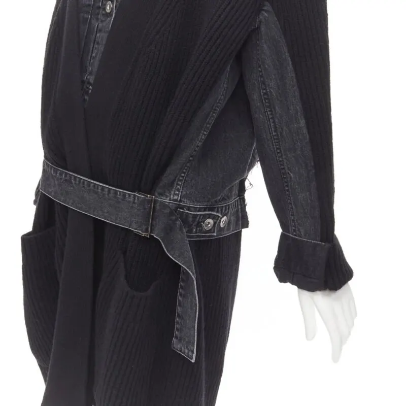 Sacai Reconstructed Denim Coat Black Never worn - Back View