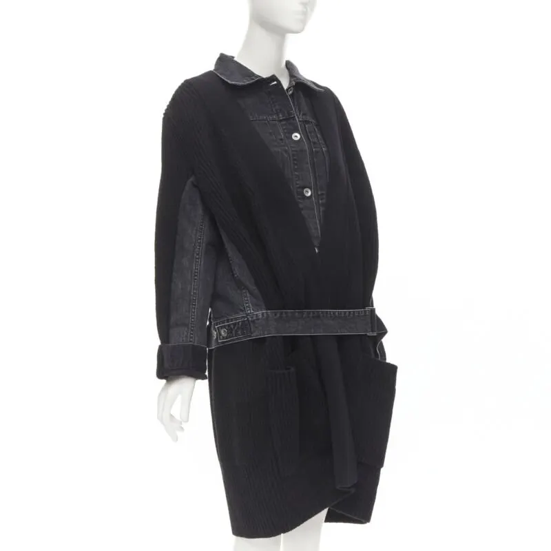 Sacai Reconstructed Denim Coat Black Never worn - Inside View