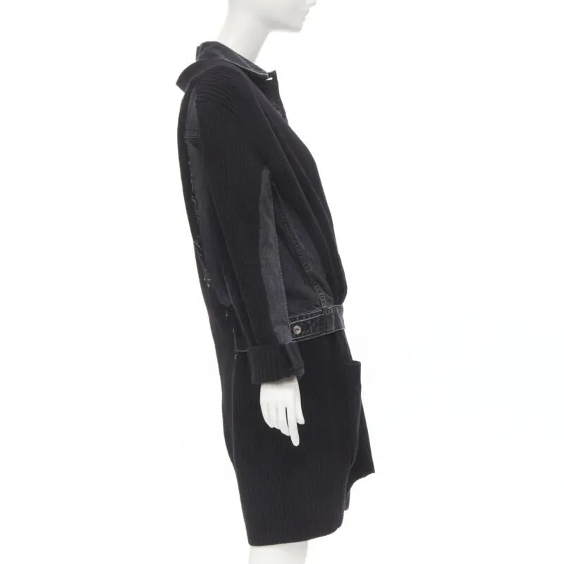 Sacai Reconstructed Denim Coat Black Never worn - Model View