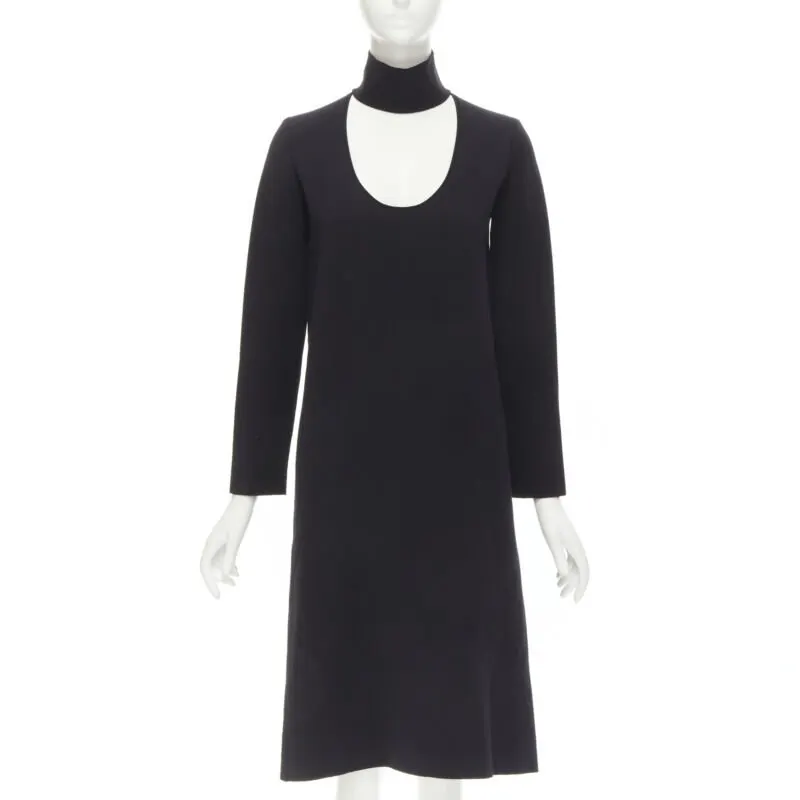 Bottega Veneta Cut Out Collar Dress Black Viscose Never worn - Front View