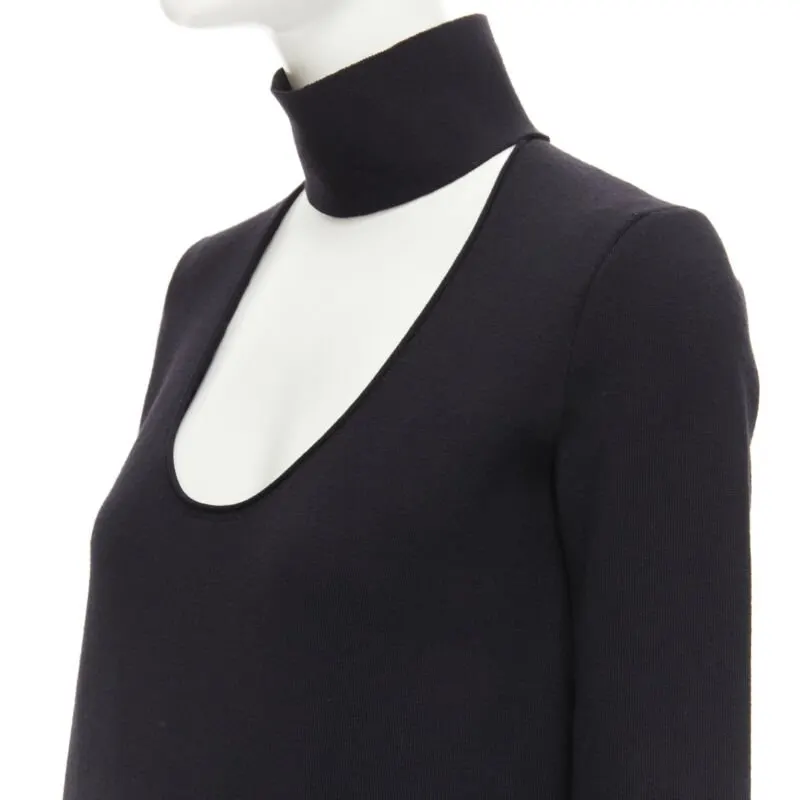 Bottega Veneta Cut Out Collar Dress Black Viscose Never worn - Back View