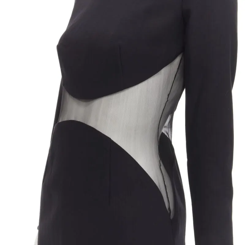 Stella McCartney Illusion Bodycon Dress Black Wool Never worn - Back View