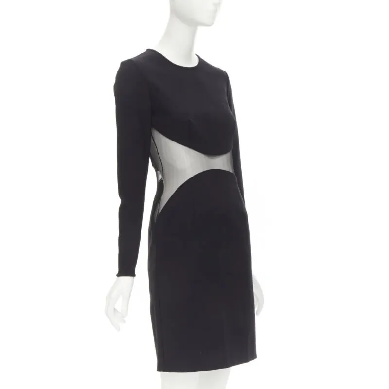 Stella McCartney Illusion Bodycon Dress Black Wool Never worn - Inside View