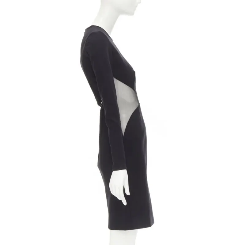 Stella McCartney Illusion Bodycon Dress Black Wool Never worn - Model View