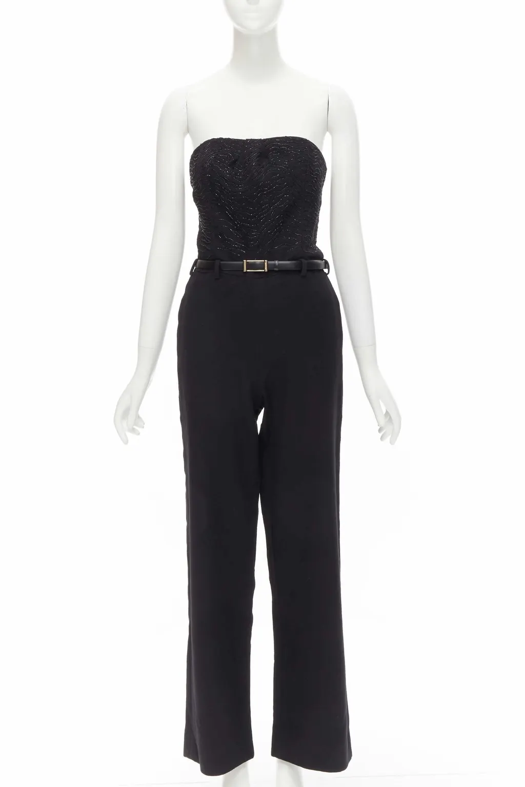 Jason Wu Bead Corset Jumpsuit Black Wool Very good - Front View