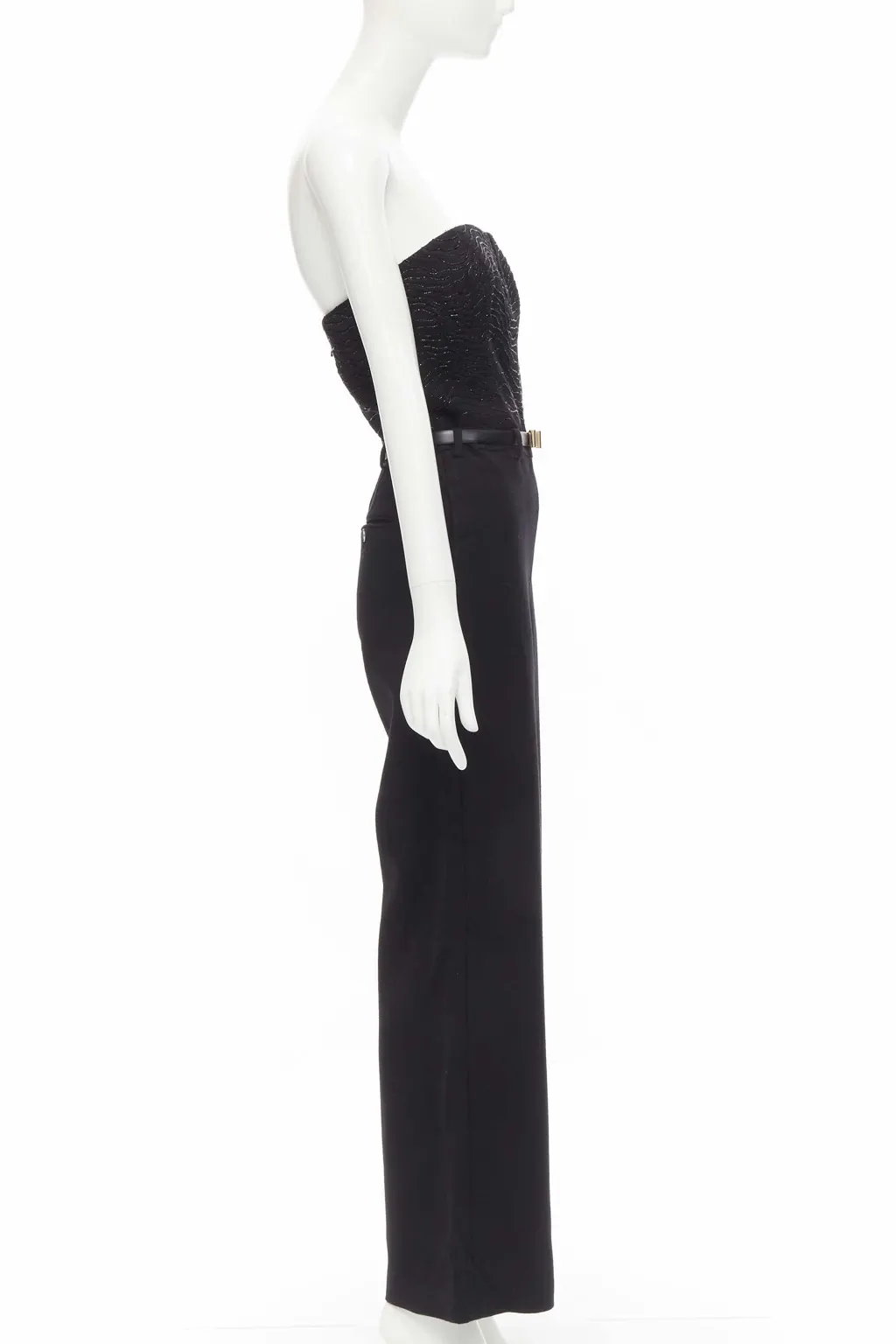 Jason Wu Bead Corset Jumpsuit Black Wool Very good - Model View
