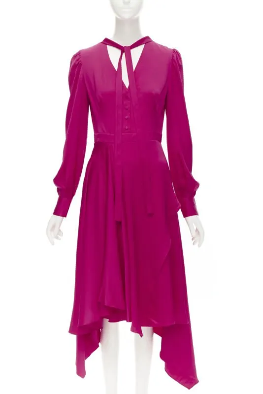 Alexander McQueen Pussy Bow Dress Pink Silk Very good - Front View