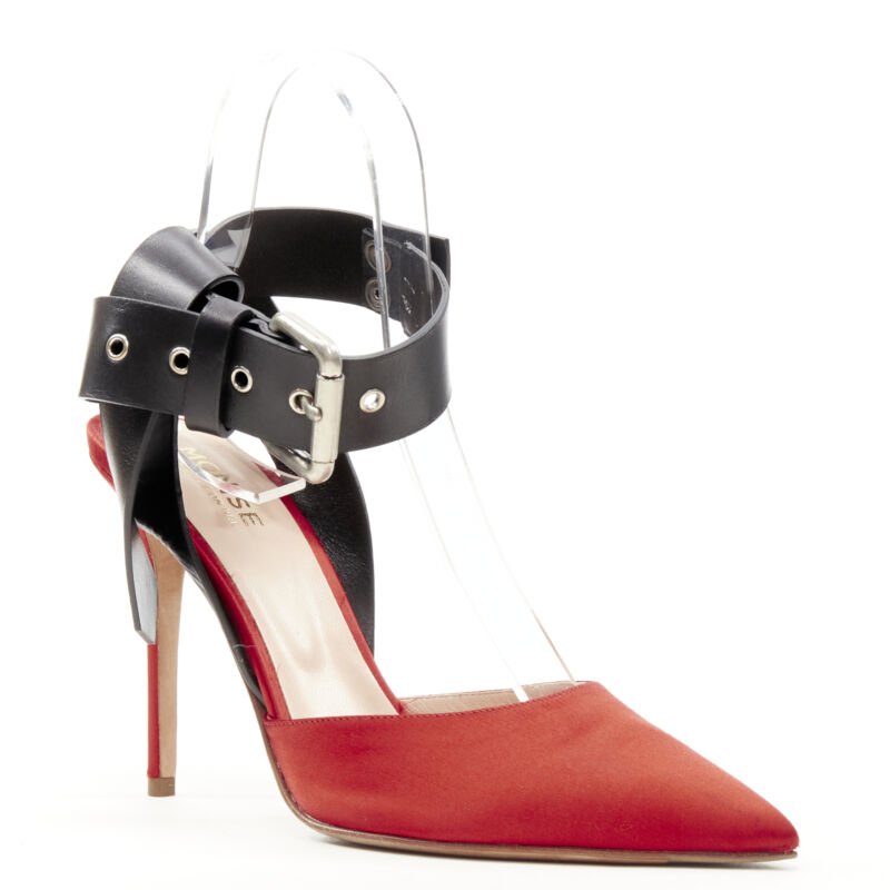 Monse Red Satin Pumps - Back view
