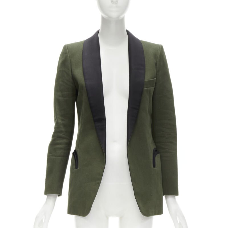 Blaze Milano Khaki Curved Shawl Blazer