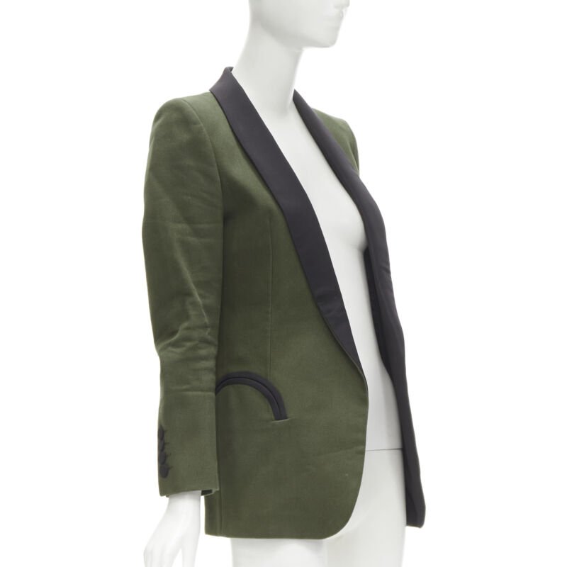 Blaze Milano Khaki Curved Shawl Blazer - Image 6