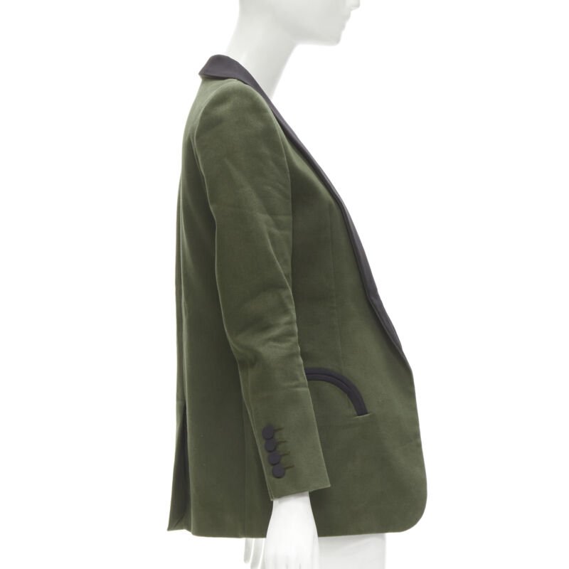 Blaze Milano Khaki Curved Shawl Blazer - 4