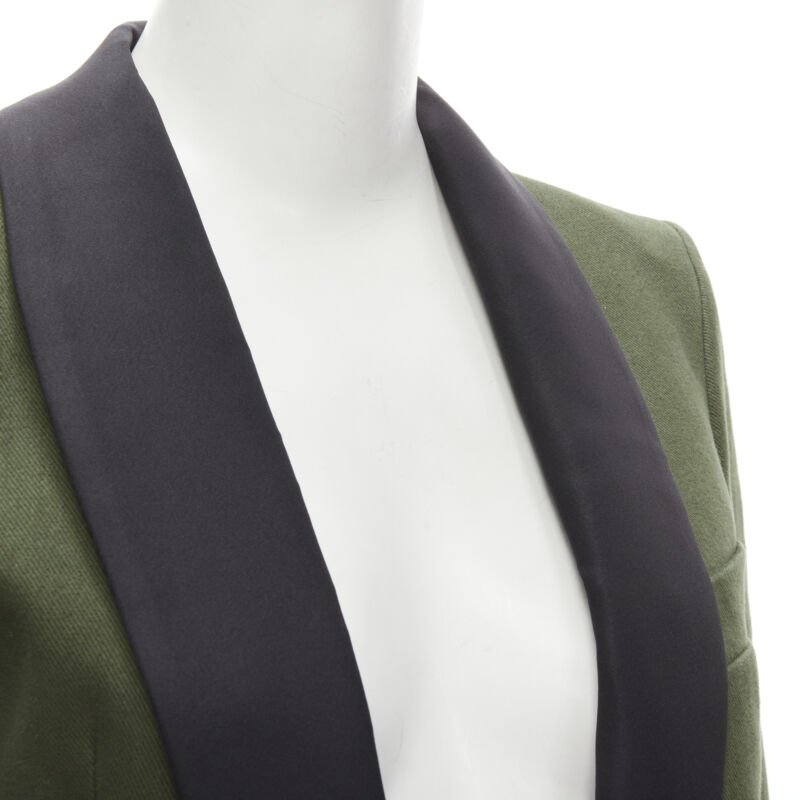 Blaze Milano Khaki Curved Shawl Blazer - Detail 2
