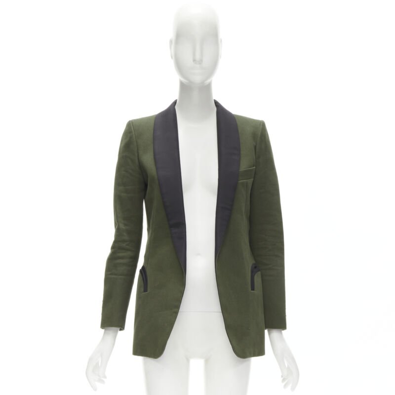 Blaze Milano Khaki Curved Shawl Blazer - Image 12