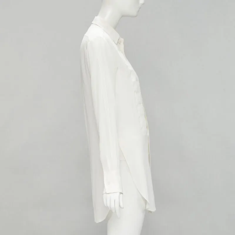 Bottega Veneta Quilted Bib Shirt White Silk Never worn - Model View
