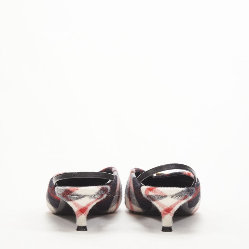 Balenciaga Plaid Wool Sling Pumps - Side view