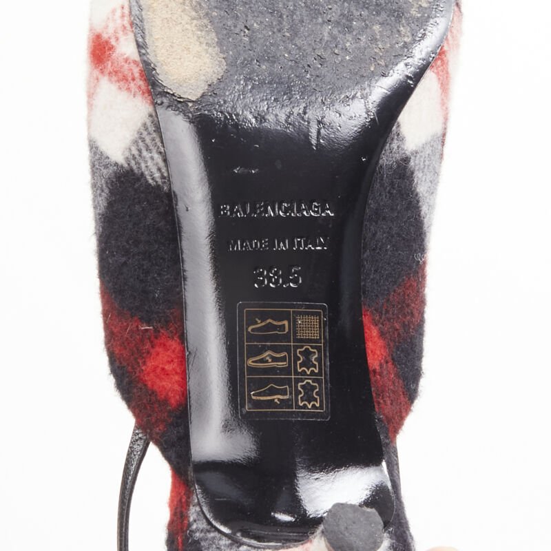 Balenciaga Plaid Wool Sling Pumps - Image 12