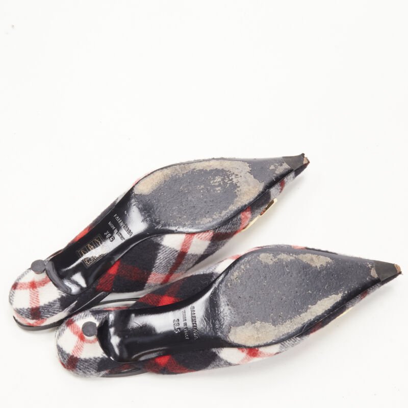 Balenciaga Plaid Wool Sling Pumps - Image 13
