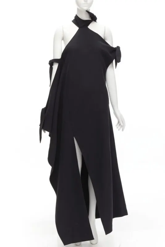 Rosie Assoulin Cold Shoulder Gown Black Cotton Never worn - Front View