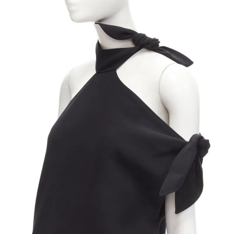 Rosie Assoulin Cold Shoulder Gown Black Cotton Never worn - Back View