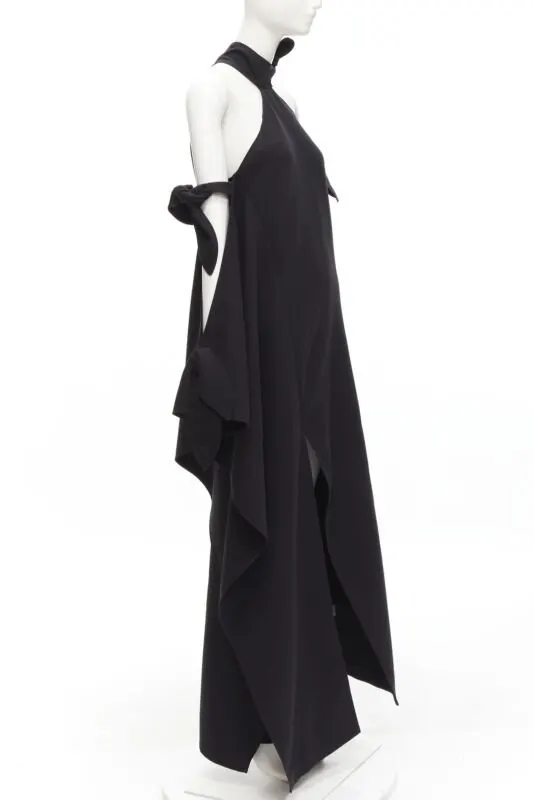 Rosie Assoulin Cold Shoulder Gown Black Cotton Never worn - Inside View