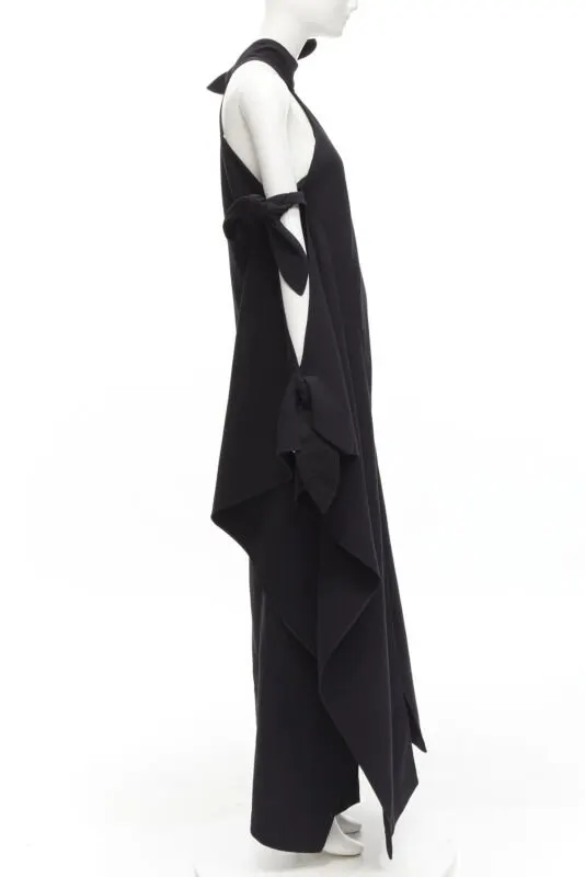 Rosie Assoulin Cold Shoulder Gown Black Cotton Never worn - Model View
