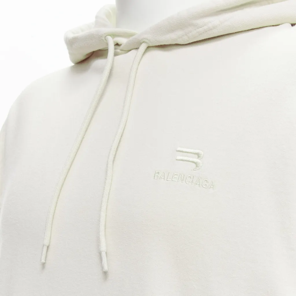 Balenciaga Logo Oversized Hoodie Beige Cotton Never worn - Back View
