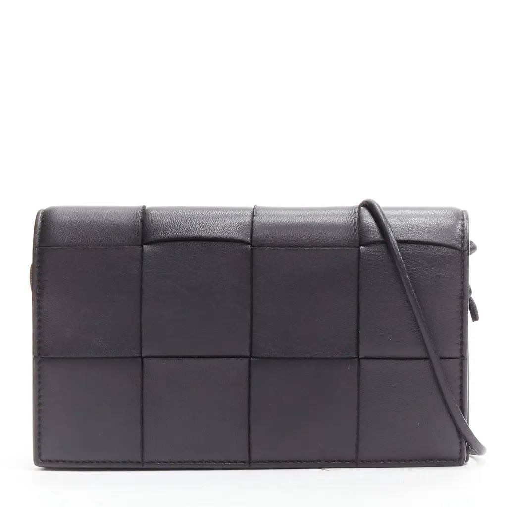 Bottega Veneta Cassette Black Leather Good - Front View