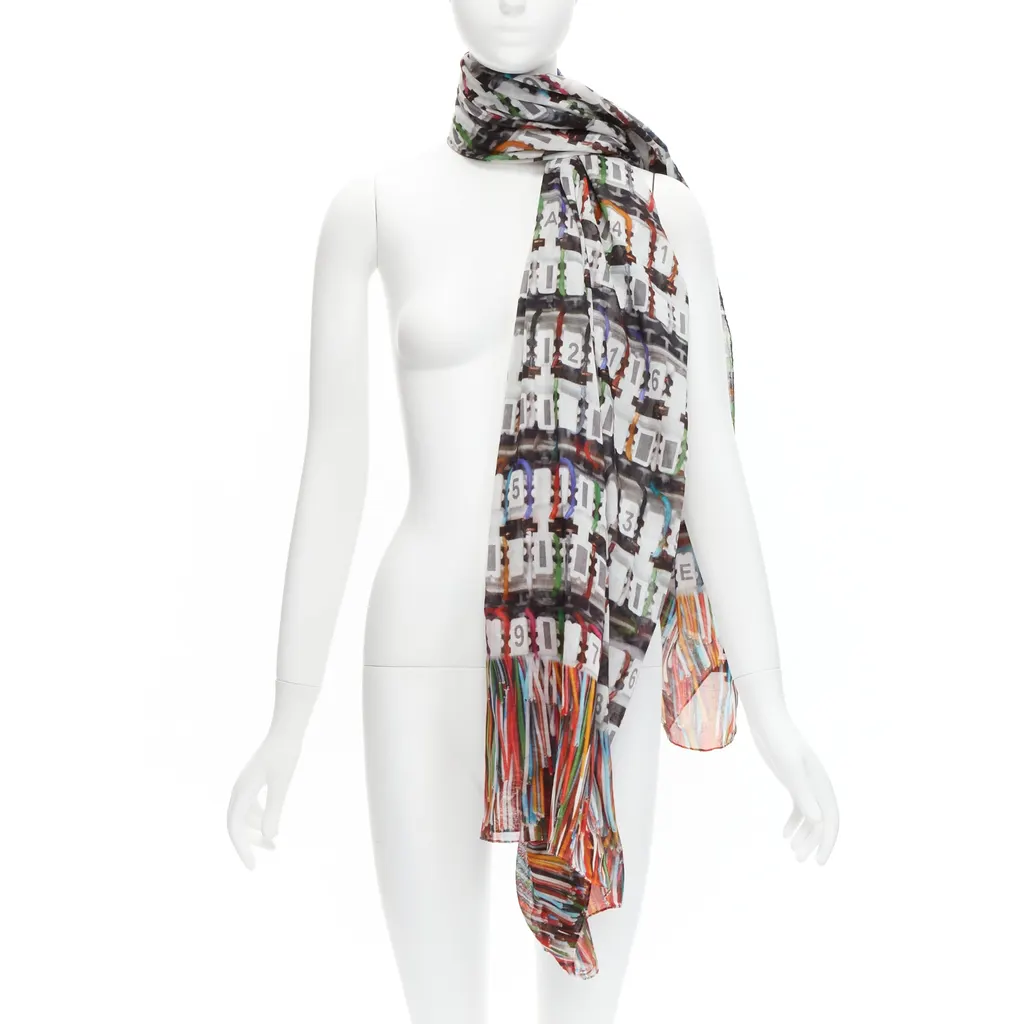 Chanel Data Centre Scarf MultiColor Cotton Never worn - Front View