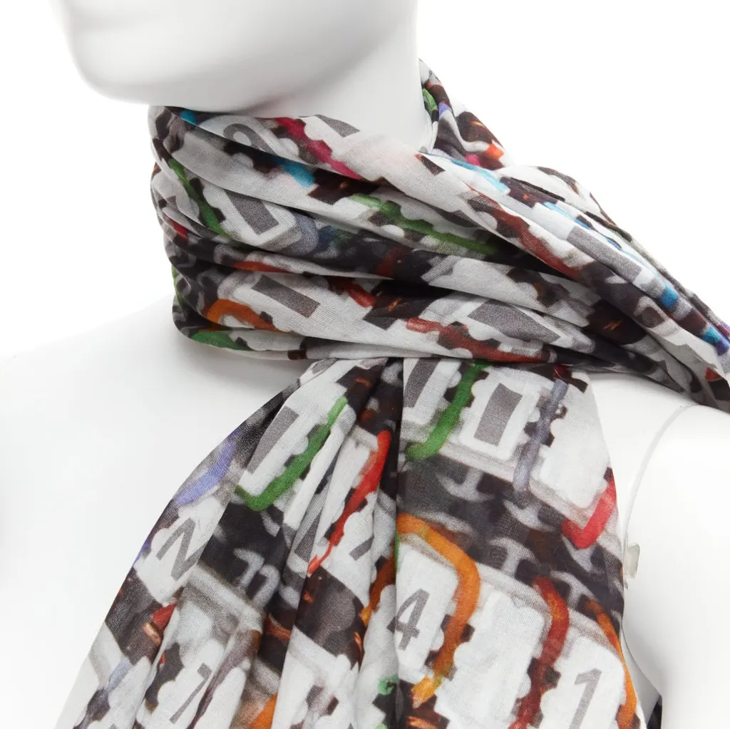 Chanel Data Centre Scarf MultiColor Cotton Never worn - Back View