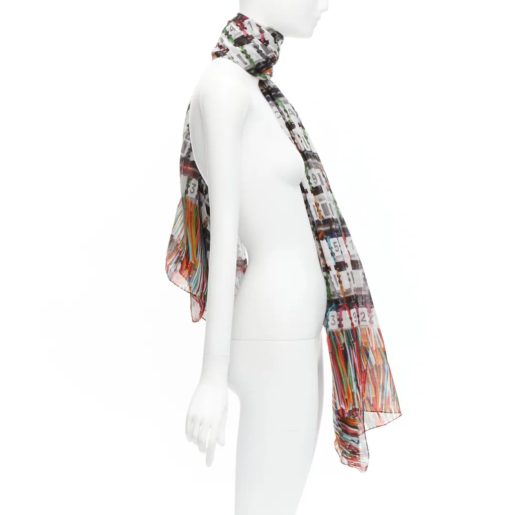 Chanel Data Centre Scarf MultiColor Cotton Never worn - Model View