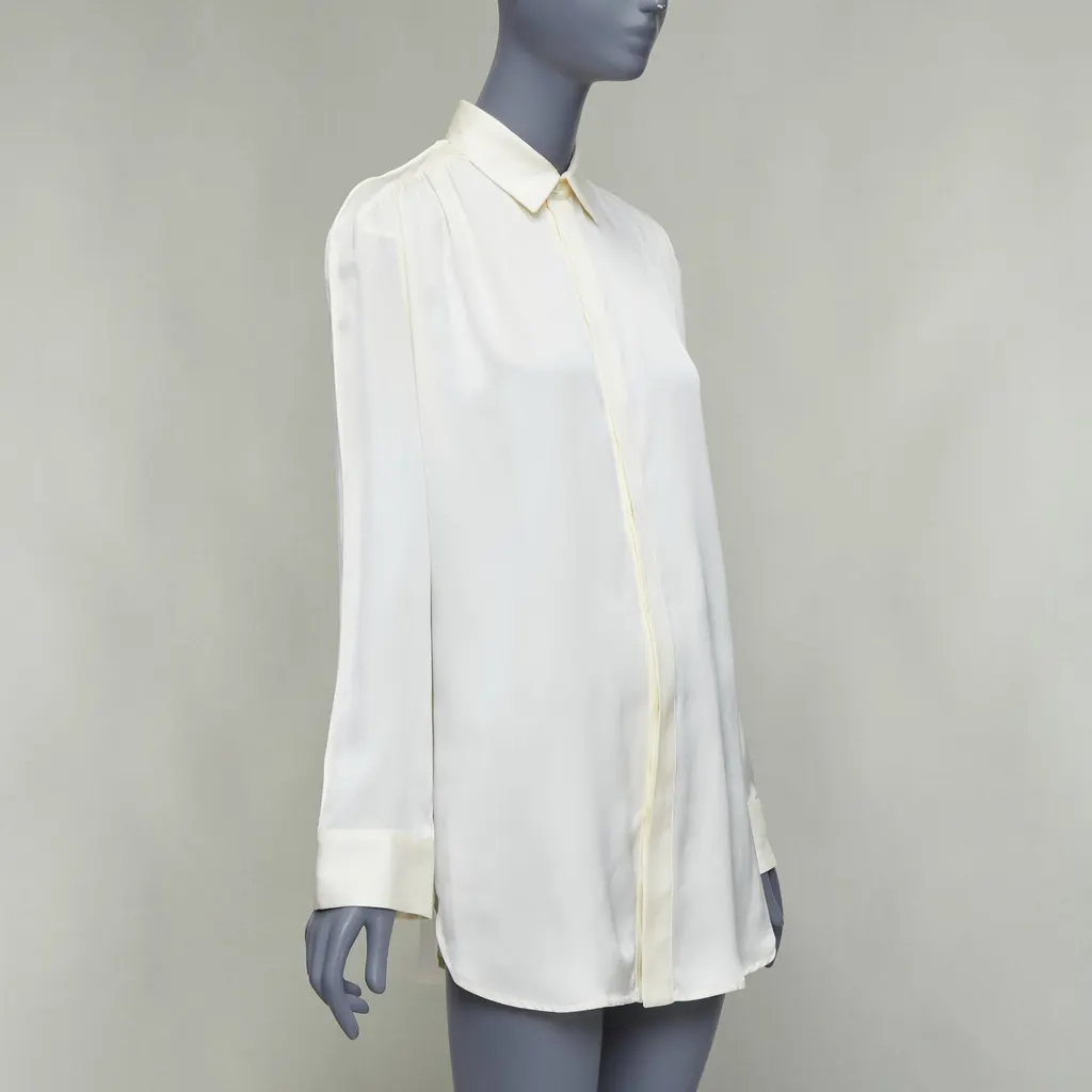 Bottega Veneta Ruched Raglan Shirt Beige Silk Very good - Inside View