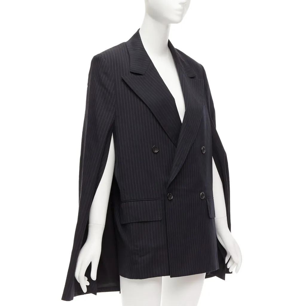 Junya Watanabe Grey Pinstripe Cape Blazer Grey Wool Never worn - Inside View