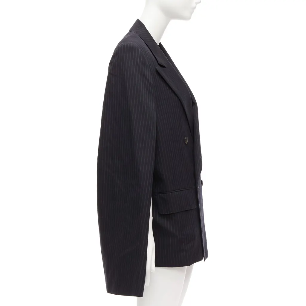 Junya Watanabe Grey Pinstripe Cape Blazer Grey Wool Never worn - Model View