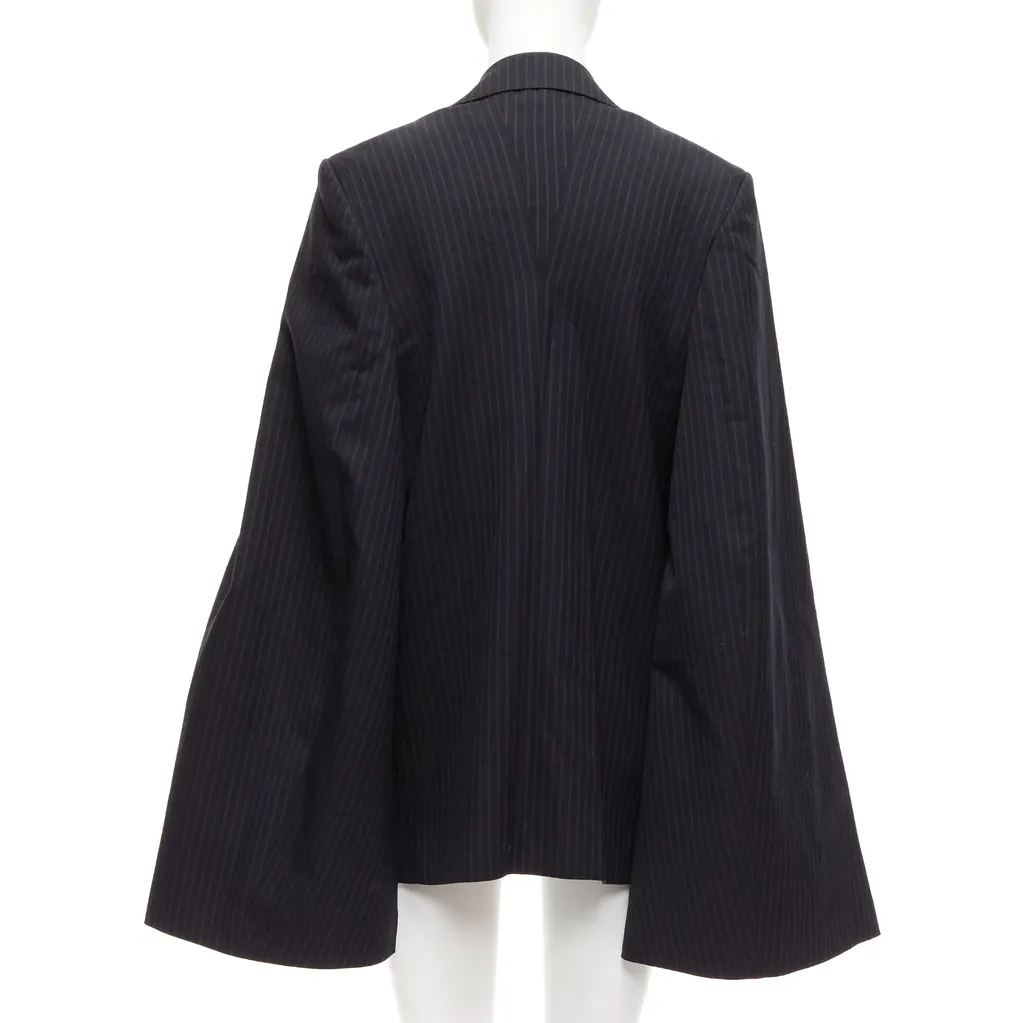 Junya Watanabe Grey Pinstripe Cape Blazer Grey Wool Never worn - Box View
