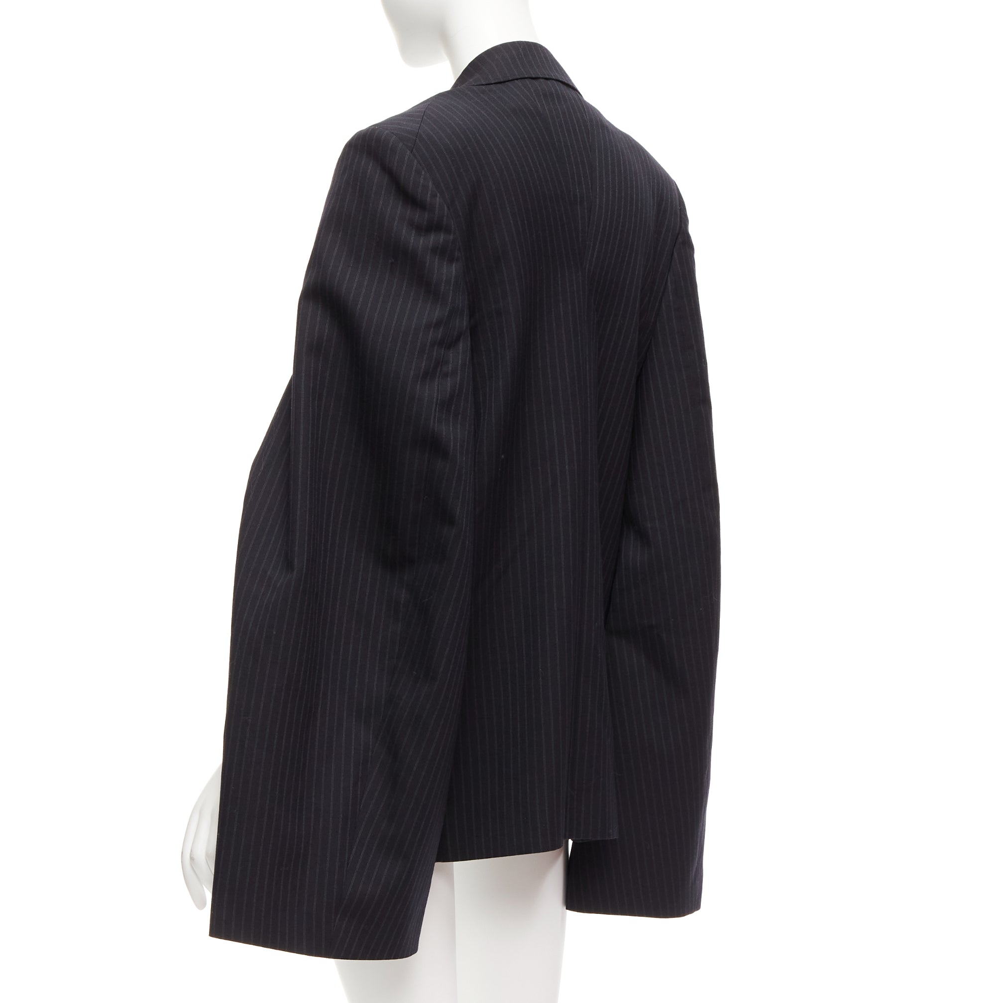 Junya Watanabe Grey Pinstripe Cape Blazer - Detail 1