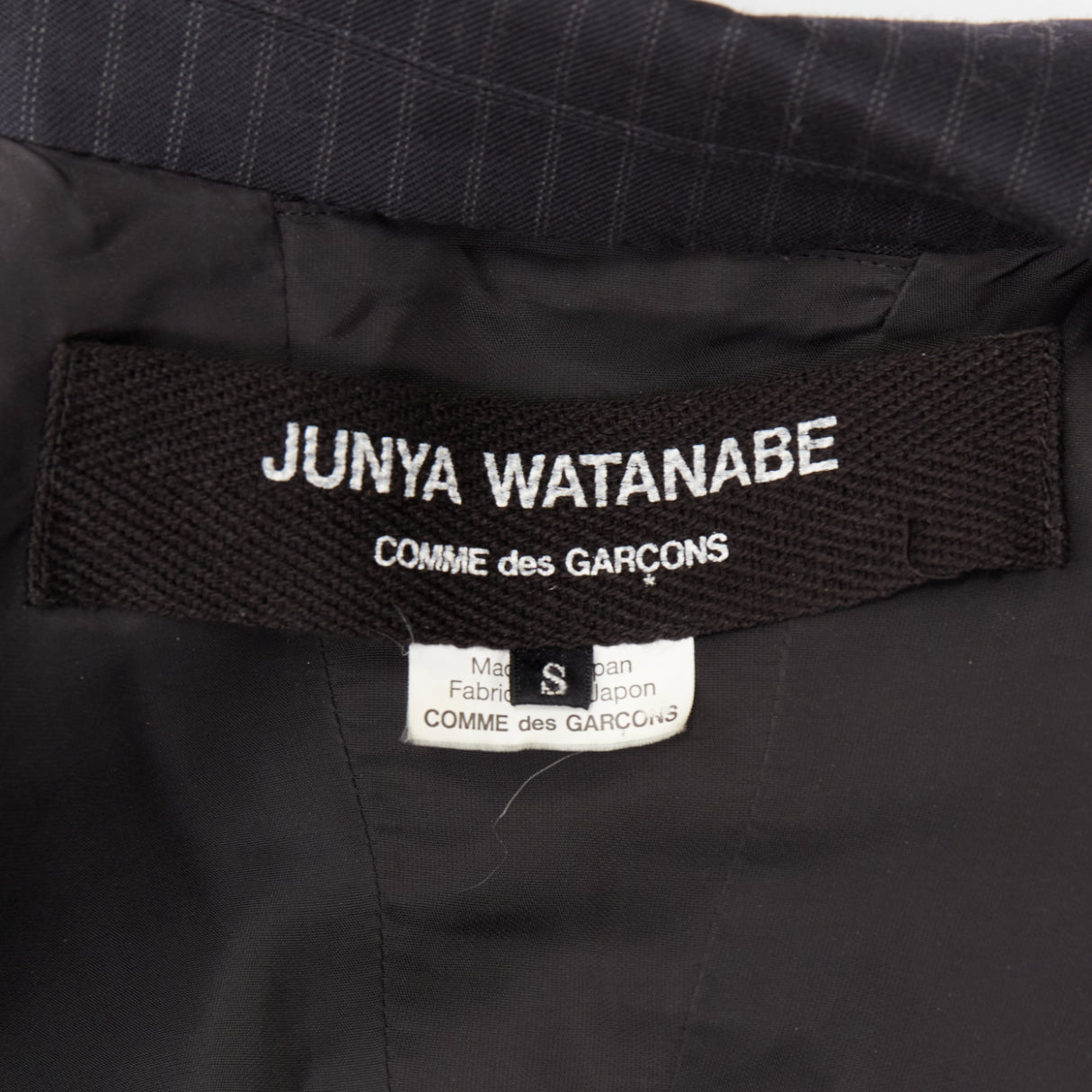 Junya Watanabe Grey Pinstripe Cape Blazer - Image 10