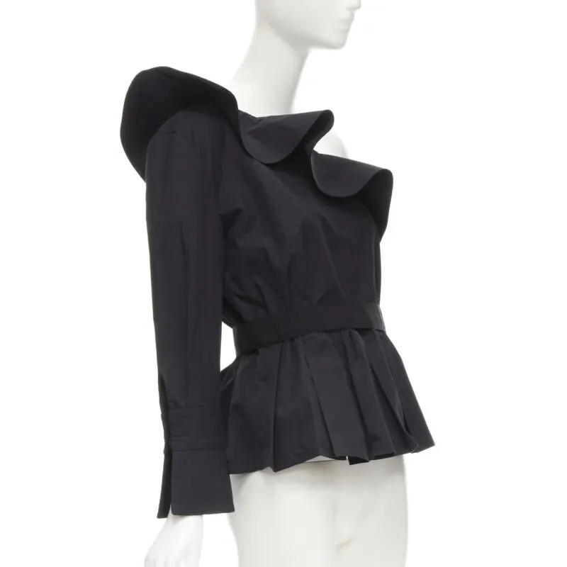 Fendi Ruffle Peplum Top Black Cotton Never worn - Back View