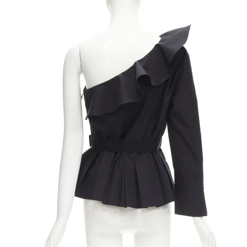 Fendi Ruffle Peplum Top Black Cotton Never worn - Model View
