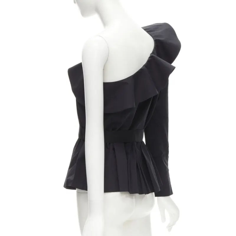 Fendi Ruffle Peplum Top Black Cotton Never worn - Box View