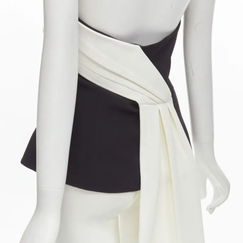 Safiyaa Asymmetrical Train Top Black Polyester Never worn - Back View
