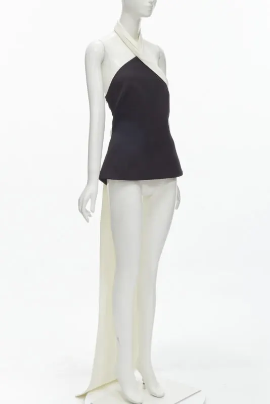 Safiyaa Asymmetrical Train Top Black Polyester Never worn - Inside View