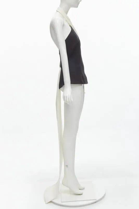 Safiyaa Asymmetrical Train Top Black Polyester Never worn - Model View