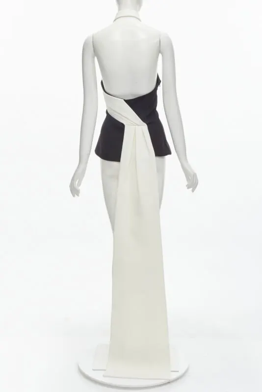 Safiyaa Asymmetrical Train Top Black Polyester Never worn - Box View