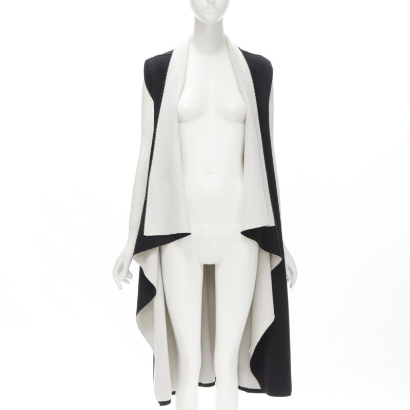 Alice & Olivia Black Waterfall Long Vest