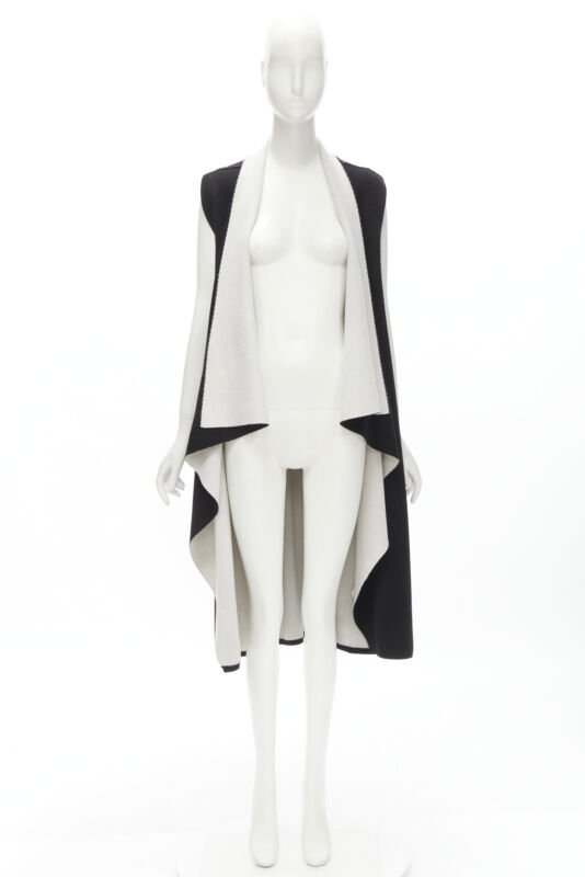Alice & Olivia Black Waterfall Long Vest - Image 12
