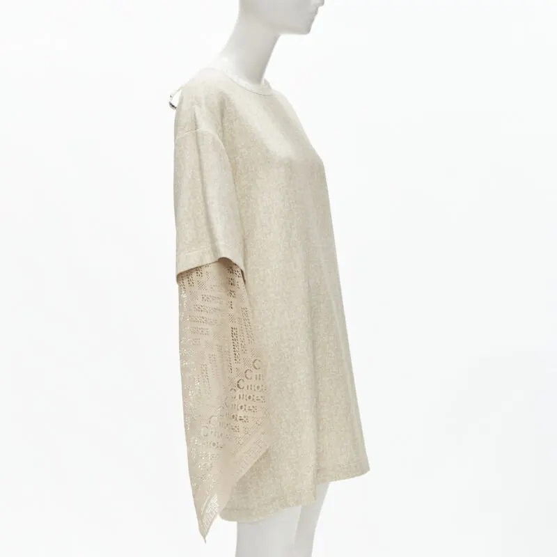 Chloé Crochet Layered Dress Beige Viscose Never worn, with tag - Inside View