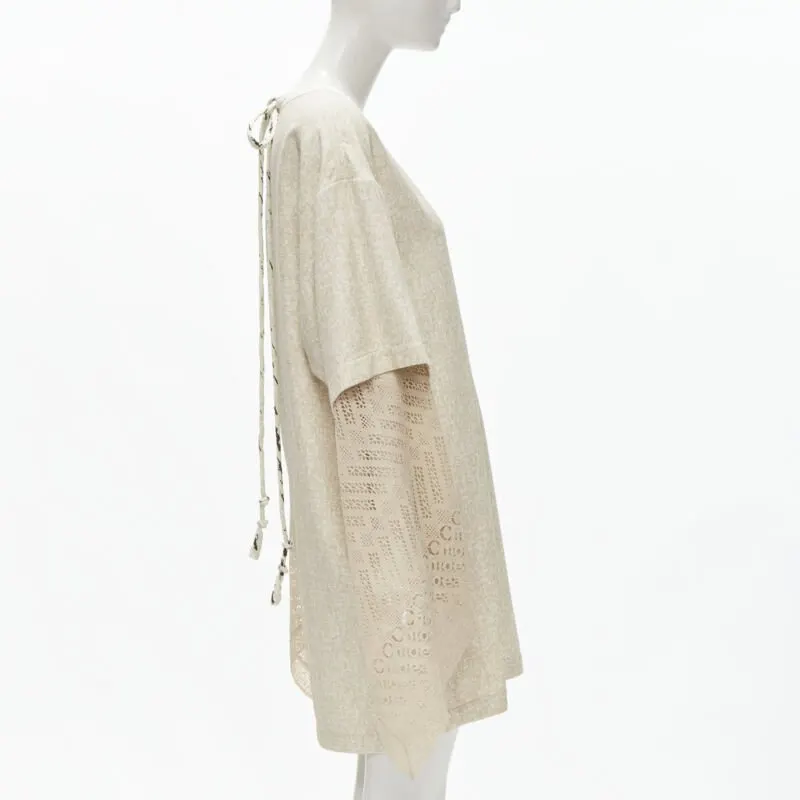 Chloé Crochet Layered Dress Beige Viscose Never worn, with tag - Model View